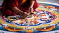 Spiritual ritual marks the dismantling of sand mandala.AI Generated