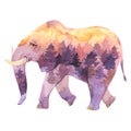 Spiritual sacred elephant. Totem animals watercolor illustration