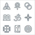 spiritual symbols line icons. linear set. quality vector line set such as native, christian, paganism, native american, hinduism,