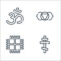 Spiritual symbols line icons. linear set. quality vector line set such as orthodox cross, paganism, ajna