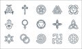 spiritual symbols line icons. linear set. quality vector line set such as spirituality, native, judaism, spiritual, hamsa, native