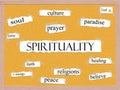 Spirituality Corkboard Word Concept