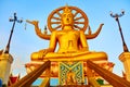 Spirituality. Golden Buddha, Wat Phra Yai Temple, Thailand. Religion Symbol.