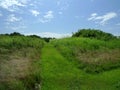 Spiro Mounds Archaeological Center mound with mowed walking trail Royalty Free Stock Photo