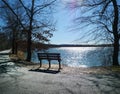 Spiro, Oklahoma, Walking trail and lake in park Royalty Free Stock Photo