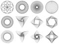 Spirograph decorative elements set. Vector geometric shapes
