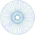 Spirograph pattern element. Rosette spirographic of thin lines useful for certificate, diploma, official document, formal paper