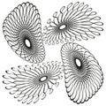 Spirograph pattern shape. Black curve decoration. Vector line spiral. Abstract loop object.