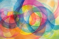 Spirographic abstract multi-colored drawing in pencil and watercolor. Abstract background. Royalty Free Stock Photo