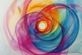 Spirographic abstract multi-colored drawing in pencil and watercolor. Abstract background. Royalty Free Stock Photo