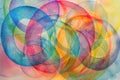 Spirographic abstract multi-colored drawing in pencil and watercolor. Abstract background. Royalty Free Stock Photo