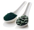 Spirulina algae powder and tablets