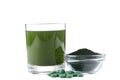 Spirulina drink and tablets