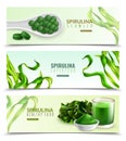 Spirulina Realistic Horizontal Banners