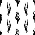Spirulina. Seaweed. Black silhouette. Seamless pattern.