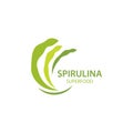 Spirulina seaweed leaf logo illustration