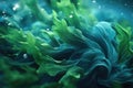 Spirulina Swaying Underwater, Closeup. Generative AI