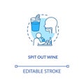 Spit out wine concept icon. Professional sommelier advice, winetasting tips idea thin line illustration. Avoid