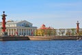 Spit of Vasilevsky Island and Rostral columns in St. Petersburg, Russia