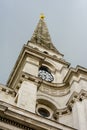 Spitalfields Church spire and clock, London UK