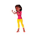 spiteful african girl screaming and showing fist at enemy cartoon vector Royalty Free Stock Photo