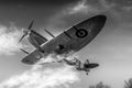 Spitfire fighter plane flying in sky Royalty Free Stock Photo