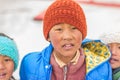 Spiti, Himachal Pradesh, India - March 24, 2019 : Photo of himalayan kids in spiti