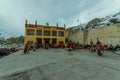 Spiti, Himachal Pradesh, India - March 24, 2019 : Tibetan buddhist lamas mask dance festival in himalyas