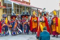 Spiti, Himachal Pradesh, India - March 24, 2019 : Tibetan buddhist lamas mask dance festival in himalyas