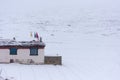A Traditional House - Snow Covered Farm in Langza Village, Spiti Valley, Himachal Pradesh Royalty Free Stock Photo