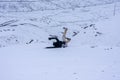 A Traveler - Snow Covered Langza Village, Spiti Valley, Himachal Pradesh