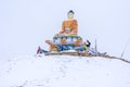 Traveler and Buddha - Langza Village, Spiti Valley, Himachal Pradesh