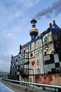 Spittelau waste incineration and district heating plant by Hundertwasse in the evening Royalty Free Stock Photo