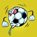 Spitting, fan reaction. Football soccer ball. Funny character