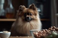 Spitz dog food cute. Generate Ai Royalty Free Stock Photo