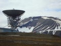 View of the Deep Space radio-telescope and satellite-tracking station at Longyearbyen on Spitzbergen, Norway Royalty Free Stock Photo