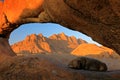 Spitzkoppe, beautiful hill in Namibia. Rock monument in the nature. Landscape in namibia. Stone in the nature, evening light in