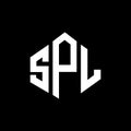 SPL letter logo design with polygon shape. SPL polygon and cube shape logo design. SPL hexagon vector logo template white and Royalty Free Stock Photo