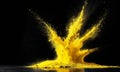 splash. Abstract yellow powder splash design Royalty Free Stock Photo