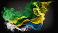 splash of acrylic paint and clouds of smoke in the colors of the Brazilian flag Royalty Free Stock Photo