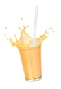 Splash of banana juice in a glass beaker