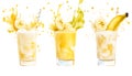 Splash of banana or vanilla milkshake in the air on white background Royalty Free Stock Photo