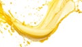 Splash of banana or vanilla milkshake in the air on white background Royalty Free Stock Photo