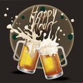 Splash of beer mugs. Vector illustration decorative design