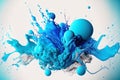 Splash blue colored abstract background with micellar toner or emulsion for cosmetics