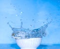 Splash of blue fluid in plate