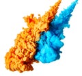 Splash of blue and orange paint Royalty Free Stock Photo