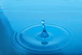 Splash of blue water with drop as background Royalty Free Stock Photo