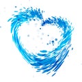 Splash blue water heart vector Royalty Free Stock Photo