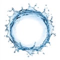 A splash of blue water, rounded and isolated against a white background Royalty Free Stock Photo